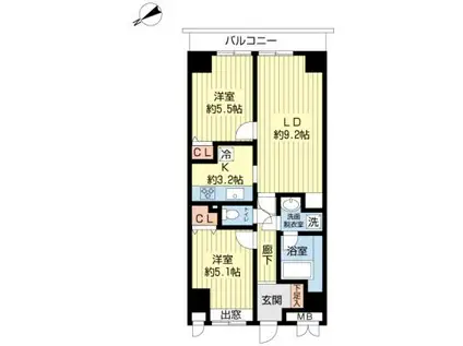 セザール大森山王(2LDK/7階)の間取り写真
