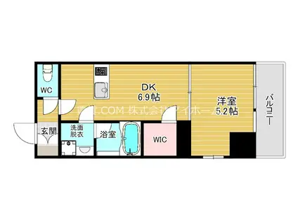 ヴィーナス今里(1DK/6階)の間取り写真