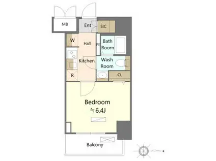 SHOKEN RESIDENCE名古屋ノース(1K/8階)の間取り写真