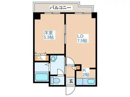シャトーブラン19(1LDK/7階)の間取り写真