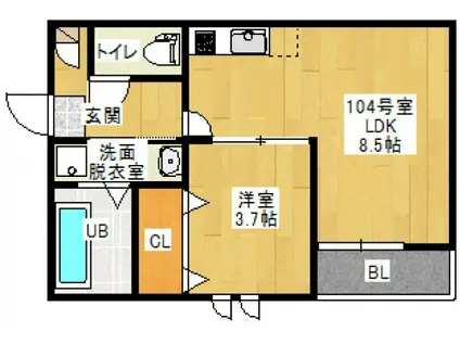 THEE GRANDTIC ROSSO HIROSHIMA(1LDK/1階)の間取り写真