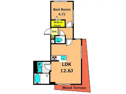 デュエル大井町(1LDK/1階)の間取り写真