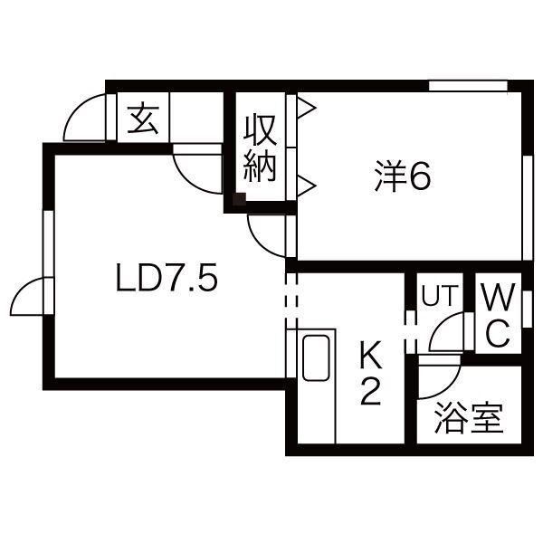 ドエル元町(1SDK/2階)の間取り写真