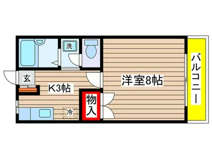 ソシエ・T(1K/2階)の間取り写真