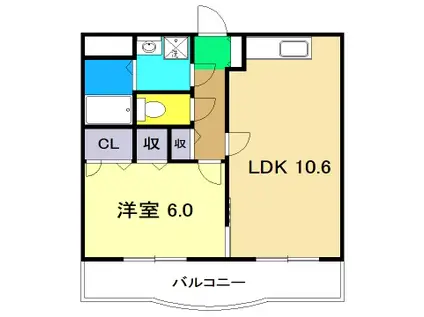 マリベールFK二葉(1LDK/3階)の間取り写真