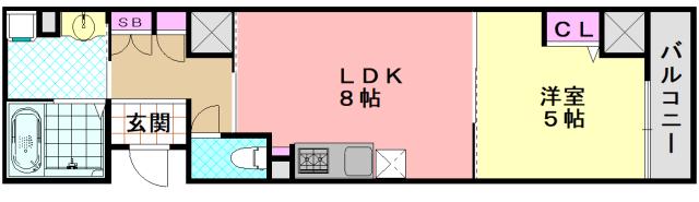 フォレストインサイド鳳(1LDK/3階)の間取り写真