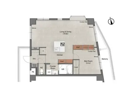 PATH高円寺(1LDK/3階)の間取り写真