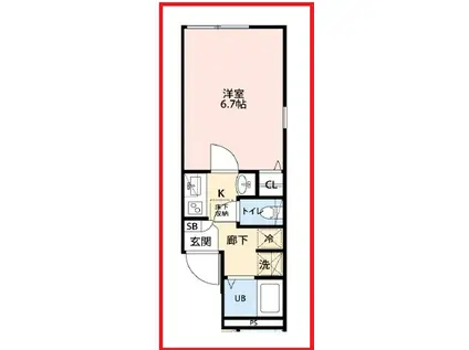 足立区興野2丁目計画B棟(1K/3階)の間取り写真