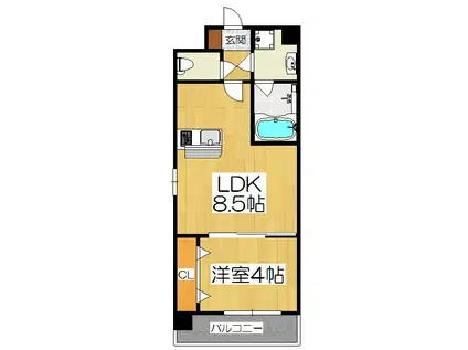 トラストコート京都山科三条(1LDK/5階)の間取り写真