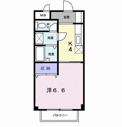 カーザ・モラエス(1K/2階)の間取り写真