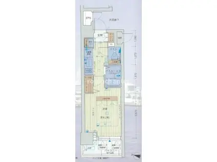 エステムプラザ横濱みなとみらいウエスト(1K/8階)の間取り写真