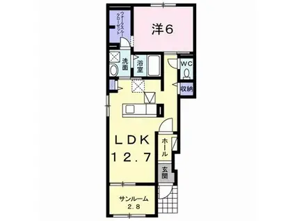 サクラ ヴィレッジI(1LDK/1階)の間取り写真