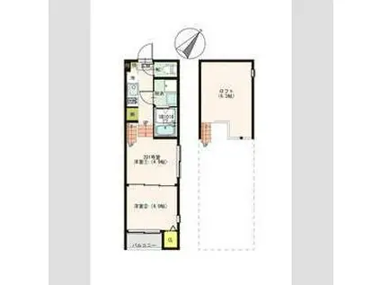 ハーモニーテラス新田VIII 3月末まで入居OK(1DK/2階)の間取り写真