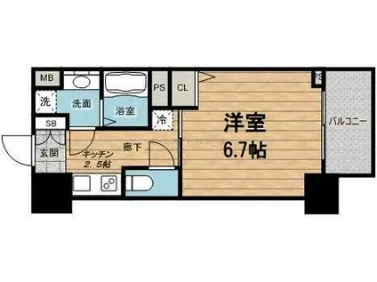 レオンコンフォート上本町(1K/6階)の間取り写真