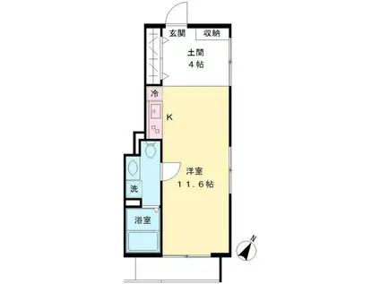 THE MANOR S (ワンルーム/1階)の間取り写真