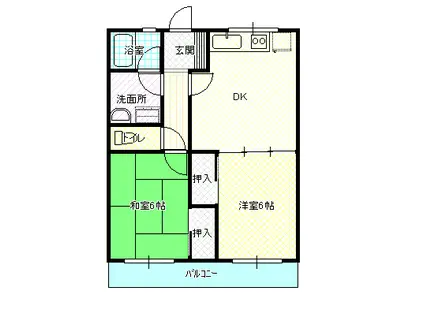 メゾンカーム(2DK/2階)の間取り写真