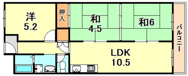 白川台セントラルマンション(3LDK/4階)の間取り写真