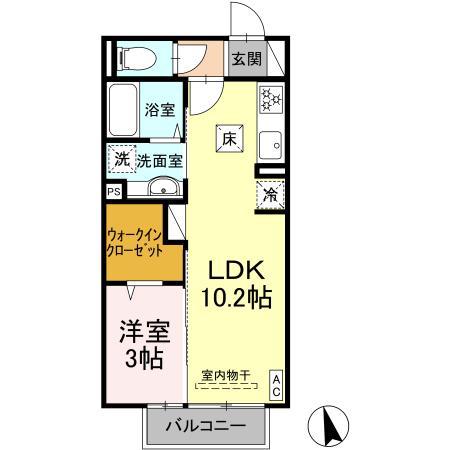 プランドールB(1LDK/1階)の間取り写真