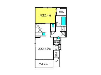 ラフィシア・ルクティア(1LDK/1階)の間取り写真