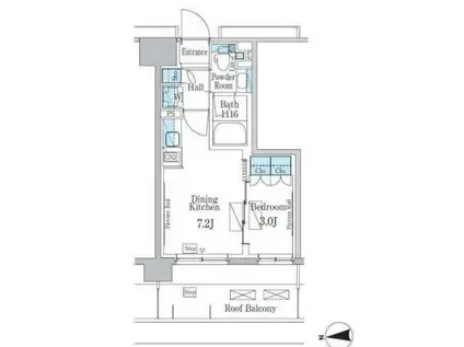 パークアクシス新宿百人町(1DK/7階)の間取り写真
