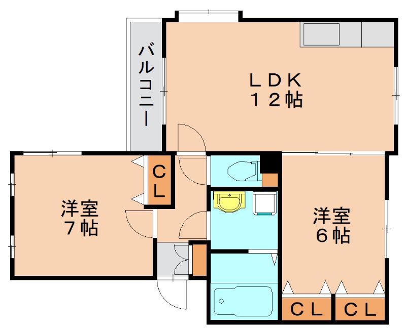 クレール今町(2LDK/1階)の間取り写真