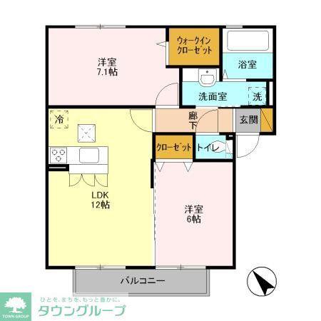 ソレイユII(2LDK/1階)の間取り写真