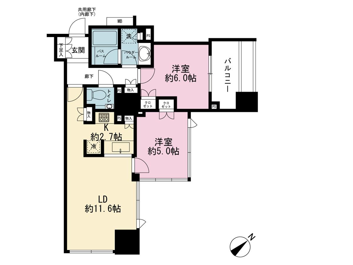 シティタワー池袋ウエストゲート(2LDK/17階)の間取り写真