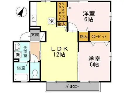 アドラーブル(2LDK/2階)の間取り写真