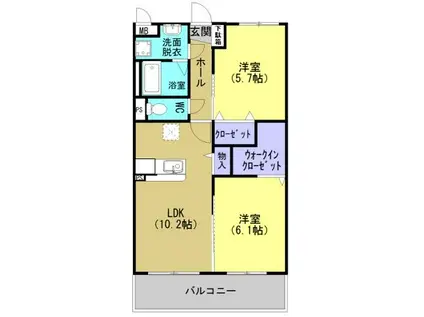 サンステイト(2LDK/2階)の間取り写真