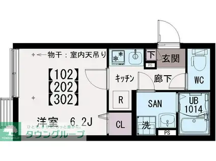 イクシオ中村(1K/2階)の間取り写真