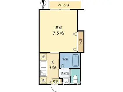 メゾンクレール(1K/2階)の間取り写真