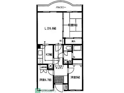 STAGE21 A棟(3LDK/2階)の間取り写真