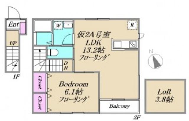 OLI OLI(1LDK/2階)の間取り写真