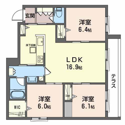 シャーメゾンベルクレスト(3LDK/1階)の間取り写真