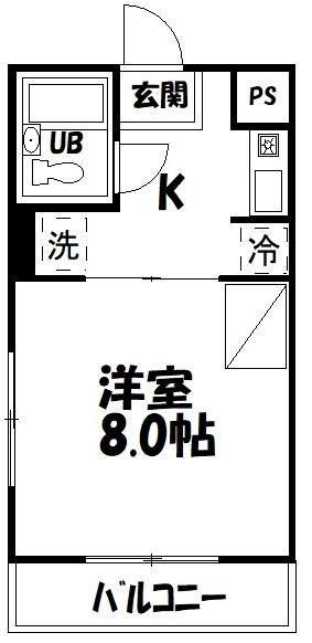 レジデンス楓(1DK/2階)の間取り写真