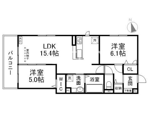 D-ROOM西院小米(2LDK/3階)の間取り写真