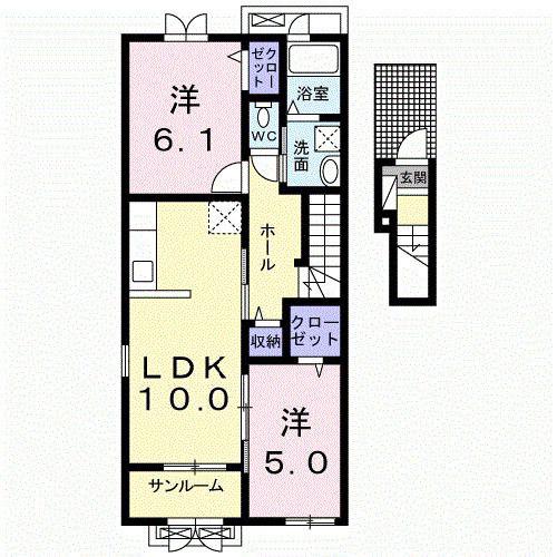 ヴィオラ(2LDK/2階)の間取り写真