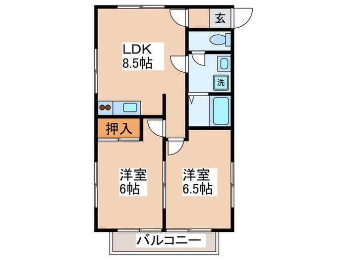 クリオコート西府町2 C(2LDK/1階)の間取り写真