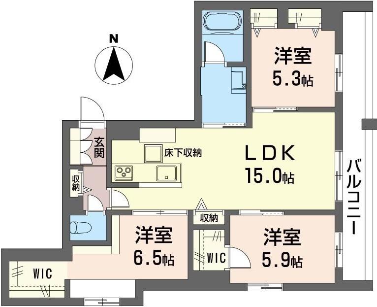 シャーメゾン ヴェール(3LDK/1階)の間取り写真