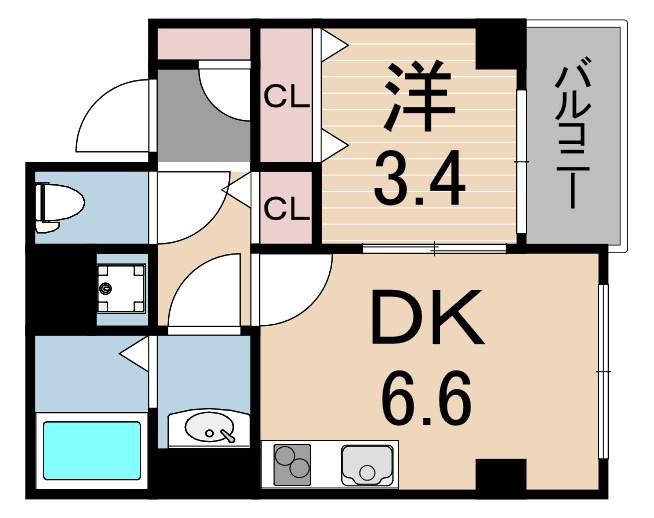 GRANVITA(1DK/4階)の間取り写真