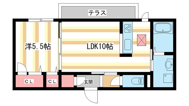 リボーン谷田(1LDK/1階)の間取り写真