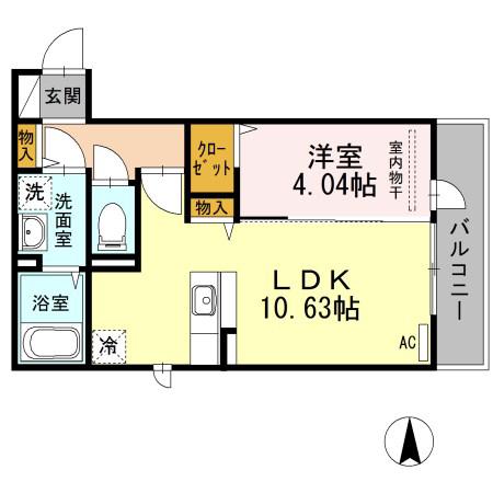 D-ROOM愛宕(1LDK/2階)の間取り写真