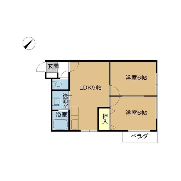 コンフォート東中島(2LDK/1階)の間取り写真