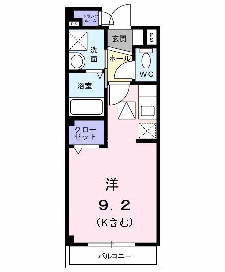 ブルックハウス(ワンルーム/1階)の間取り写真