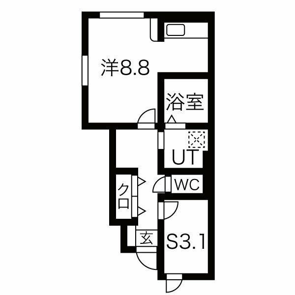 ネオスカイ東山形(1LDK/1階)の間取り写真