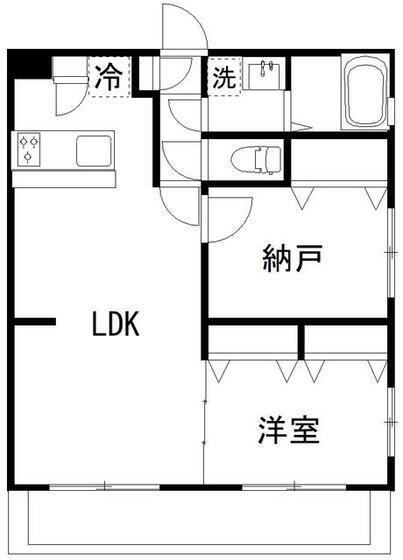 カルディア中央(1SLDK/2階)の間取り写真