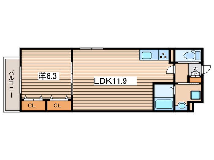 VILLA DE AUBE VII(1LDK/3階)の間取り写真