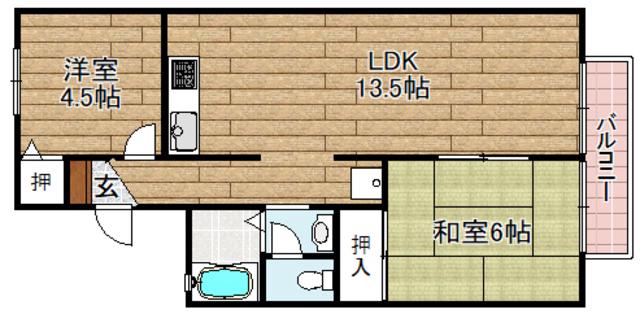 グレースハイムA棟(2LDK/2階)の間取り写真