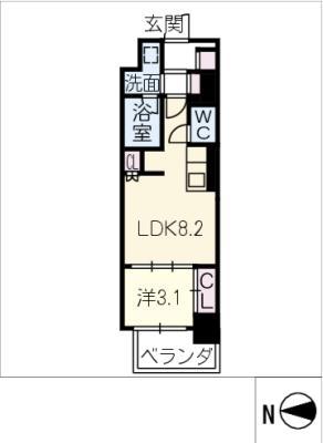ラ・メゾンフィル御園(1LDK/6階)の間取り写真
