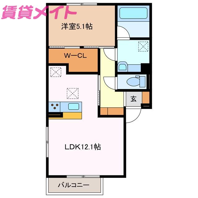 パルミエ III(1LDK/1階)の間取り写真